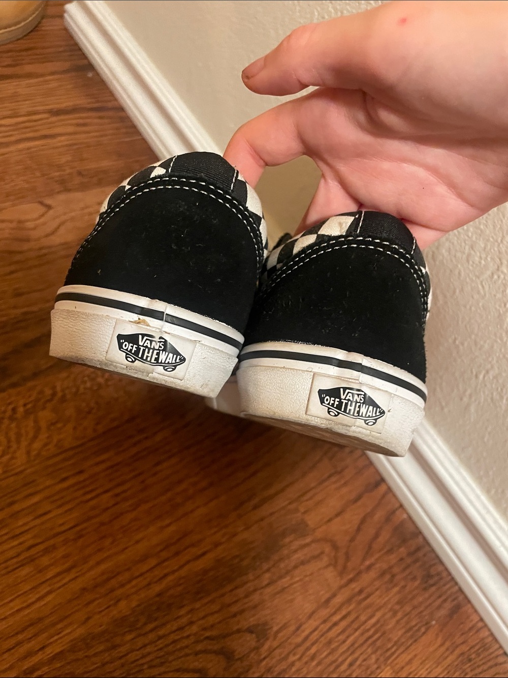 Vans Black and White Checkerboard Slip-On Sneakers (no laces) - Picture 3 of 6